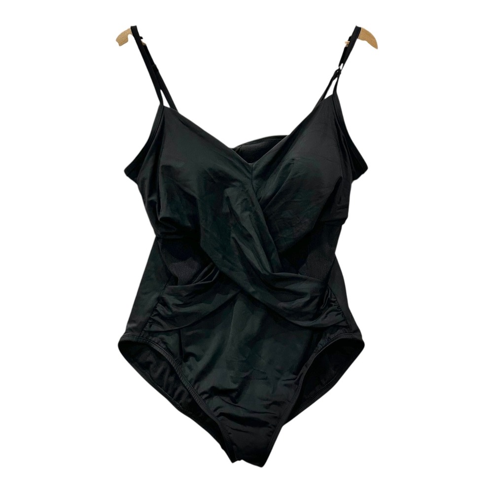 Embrace Your Curves Miracle Brands Black Crossover Wrap One Piece Swimsuit XL